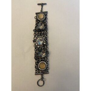 Chunky bracelet with wide chain boho bling gems charms